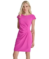 Dkny Women's Jewel-Neck Side-Pleat Scuba Sheath Dress