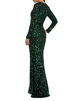 Mac Duggal Women's Embellished Long Sleeve Gown