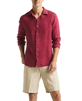 Nautica Men's Linen Solid-Color Classic-Fit Long-Sleeve Shirt