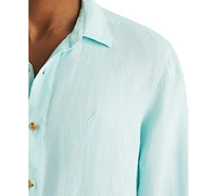 Nautica Men's Linen Solid-Color Classic-Fit Long-Sleeve Shirt