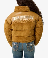 True Religion Women's Sherpa Yoke Long Sleeve Jacket