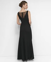 Dkny Women's Cutout Draped Long-Sleeve Gown