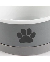 Bone Dry Paw Print Pet Bowl Set/2