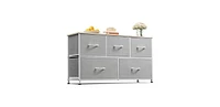 Wlive Dresser for Bedroom with 5 Drawers Wide Chest of Drawers Fabric Dresser Storage Organizer Unit with Fabric Bins for Closet Living Room Hallway