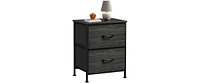 Wlive Nightstand 2 Drawer Dresser for Bedroom Small Dresser with 2 Drawers Bedside Furniture Night Stand End Table with Fabric Bins for Bedroom Closet