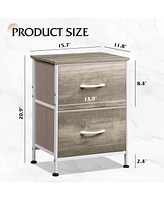 Wlive Nightstand 2 Drawer Dresser for Bedroom Small with Drawers Bedside Furniture Night Stand End Table Fabric Bins Closet