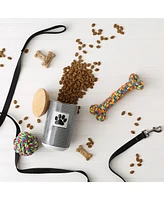 Bone Dry Ceramic Pet Treat Canister Stripe Paw Patch