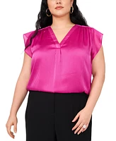 Vince Camuto Plus V-Neck Flutter-Sleeve Blouse, Exclusively at Macy's