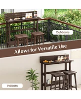 Gouun 48 Inch Patio Pub Height Table with Storage Shelf and Adjustable Foot Pads