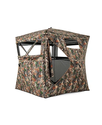 Gouun 82 Inch Tall Hunting Blind 270° One Way See Through Ground Tent for 3-4 People