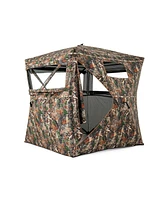 Gouun 82 Inch Tall Hunting Blind 270° One Way See Through Ground Tent for 3-4 People