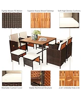 Gouun 9 Pieces Patio Rattan Dining Cushioned Chairs Set
