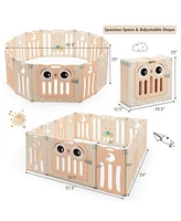 Gouun Kids 14-Panel Playpen Activity Center Foldable Play Yard with Lock Door