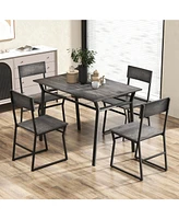Gouun 5 Piece Dining Table Set with Storage Rack and Metal Frame