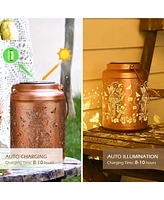 LAGarden Mushroom Solar Lantern Outdoor Hanging Waterproof Metal Decor Light Christmas Gifts Yard Patio Porch 2Pack