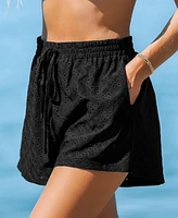 Cupshe Women's Eyelet Drawstring Beach Shorts