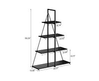 gaomon Shelf Ladder, 4-Shelf Ladder Bookcase, A-Shaped Ladder Shelf Display, Wooden Ladder Shelves Storage Organizer for Living Room