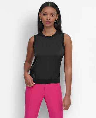 Dkny Women's Mixed-Media Sleeveless Sweater