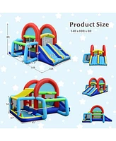 Gymax Kids Inflatable Bounce House Bouncer Castle w/ Double Slides Without Blower