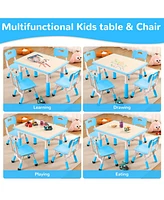 gaomon Kids Table and Chairs Set, Toddler Height Adjustable Desk With Graffiti Desktop, Arts & Crafts Seats, Non-Slip Legs, Max 300lbs