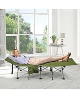 Gouun Folding Camping Cot with Side Storage Pocket Detachable Headrest