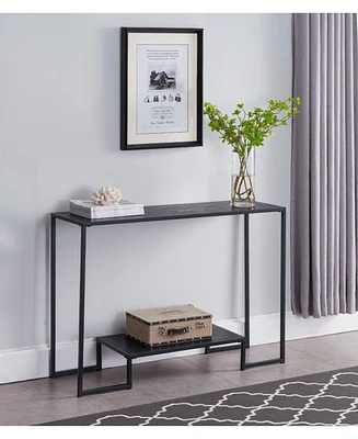 Kings Brand Furniture – Vidal Modern Metal/Wood Console Sofa Table with Storage Shelf, Black/Grey- Perfect for Entryways and Living Rooms