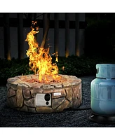 Gouun 28 Inch Propane Gas Fire Pit Outdoor 40 000 Btu Stone