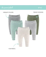 The Peanutshell Baby Boys Pants, 5-Pack, Soft Heather Neutrals