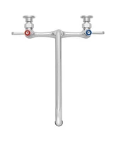 Gridmann Commercial Wall Mount Sink Faucet, 8" Center with 12" Swivel Spout, Nsf, Dual Lever Handles, Brass Construction, Chrome Polished Finish