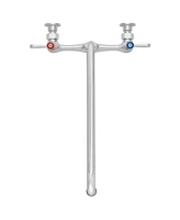 Gridmann Commercial Wall Mount Sink Faucet, 8" Center with 14" Swivel Spout, Nsf, Dual Lever Handles, Brass Construction, Chrome Polished Finish