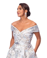 Xscape Women's Sweetheart-Neck Metallic-Jacquard Ball Gown