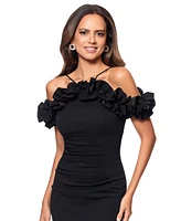 Xscape Women's Halter-Strap Ruffled Gown