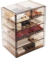 Sorbus 6 Drawer Acrylic Makeup Organizer Case for Cosmetics, and jewelry - Drawers with Diamond Detail