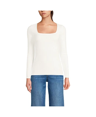 Lands' End Women's Long Sleeve Rib Square Neck Tee
