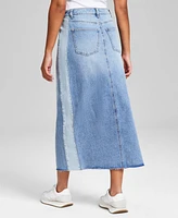 And Now This Women's Two-Tone Raw-Edge-Hem Denim Skirt, Exclusively at Macy's