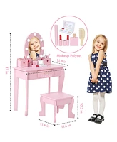 gaomon Girls' Vanity Table and Chair Set with Light