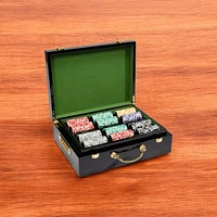 Slickblue Ace Casino Poker Chip Set in Hi Gloss Wood Case (500 Count) Clay Composite