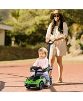 Gymax 3-in-1 Licensed Lamborghini Ride on Push Car Stroller Sliding w/ Sound