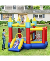 Gymax Inflatable Bounce House Slide Jumping Castle Ball Pit Tunnels Without Blower