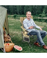 Gouun Camping Lounge Chair with Detachable Footrest Adjustable Backrest-Khaki