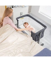 Gouun Portable Baby Bedside Bassinet with 5-level Adjustable Heights and Travel Bag