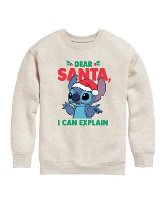 Disney Big Girls Lilo and Stitch Dear Santa Graphic Fleece Top