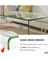 Gouun 42 x 19.7 Inch Tempered Glass Table with Rounded Edges