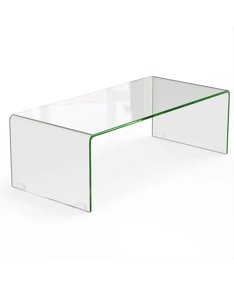 Gouun 42 x 19.7 Inch Tempered Glass Table with Rounded Edges