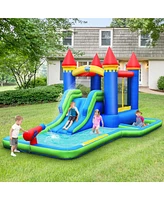 Gymax Inflatable Bouncer Climbing Slide Bounce House Water Park BallPit Without Blower