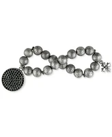 Patricia Nash Silver-Tone Dark Crystal Disc Beaded Stretch Bracelet