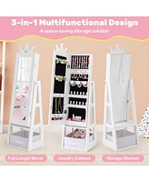 Gouun Free-Standing Full Length Kids Jewelry Armoire Cabinet with Storage Capacity