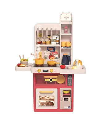 Sugift Kids Kitchen Playset, Pretend Play Kitchen with Sounds and Lights, Cooking Stove Steam,Play Sink and Play Food,Toy Kitchen Set for Kids Toddler