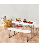 Sugift Kids Picnic Table Folding Plastic Table and Benches - Seating for 4 Kids