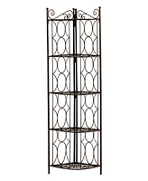 Kings Brand Furniture Brushed Copper Metal 5 Tier Shelf Corner Rack Unit